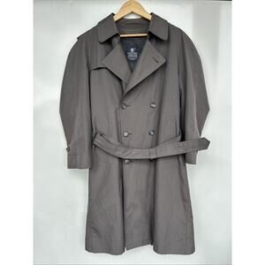 VTG Austin Reed Mens Size 38S Trench Coat Rain & Stain Repellent Wool Liner GRAY
